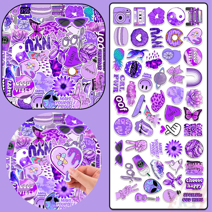Bộ 100 Cái/Bộ ❉ Ins Nhãn Dán B Dòng Lãng Mạn Màu Tím ❉ Sticker Dán Trang Trí Đa Dạng Thời Trang