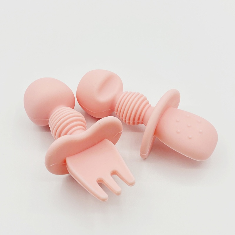 Set 2 Muỗng Nĩa Silicone Không Chứa Bpa Cho Bé Tập Ăn