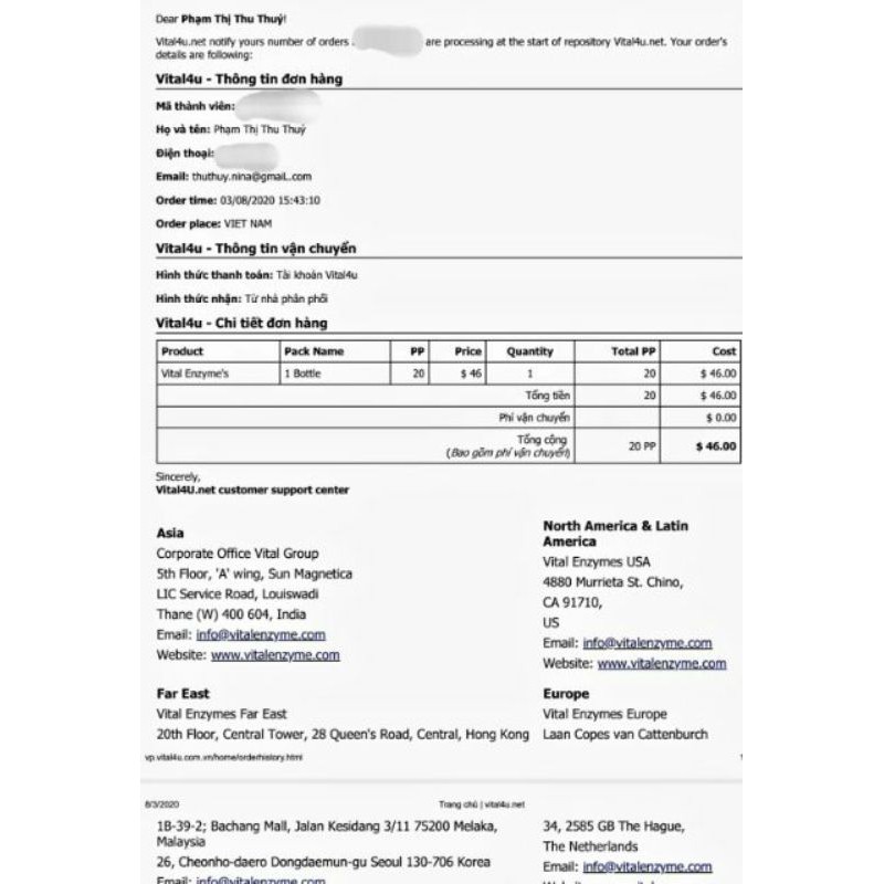Enzyme vital Cửa Sổ Vàng 30 gói/hộp