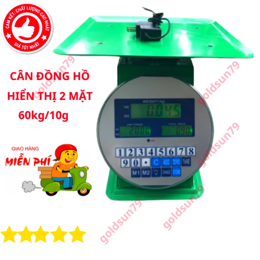 [ Sẵn Hàng ] Cân đồng hồ tính tiền siêu thị,tạp hóa TCS-60kg/10g có 2 mặt trước/sau