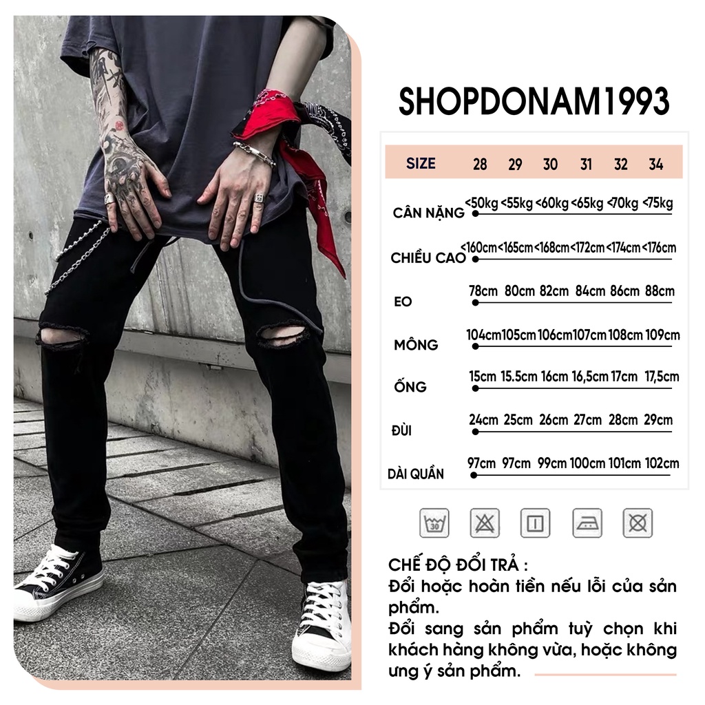 Quần jean skinny nam rách gối chất bò cao cấp form chuẩn hàn quốc phong cách trẻ trung năng động Q08