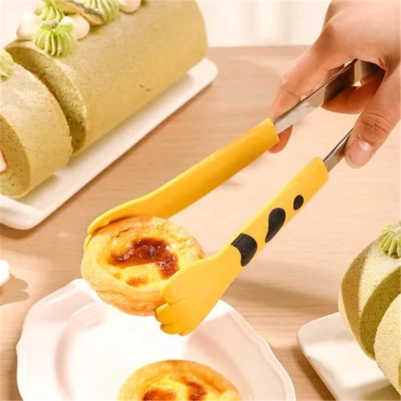 Kẹp Gắp Thức Ăn Bằng Thép Không Gỉ Chống Trượt Chống Bỏng Hình Dấu Chân Mèo Hoạt Hình