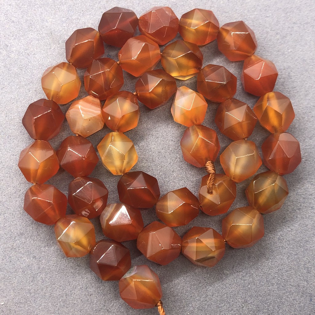 Hạt Onyx mã não đỏ tự nhiên mặt cắt hình học tự làm 6-12mm