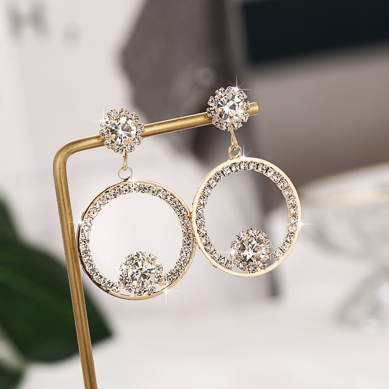 Bông Tai Kiểu Tròn Đính Hạt Ở Giữa Siêu Sang Chảnh MS : BT20 - Hưng Long PC