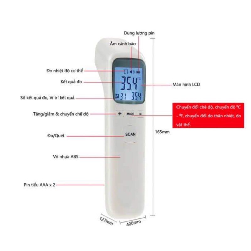 Nhiệt kế hồng ngoại đo trán Infrared thermometer CK-T1502