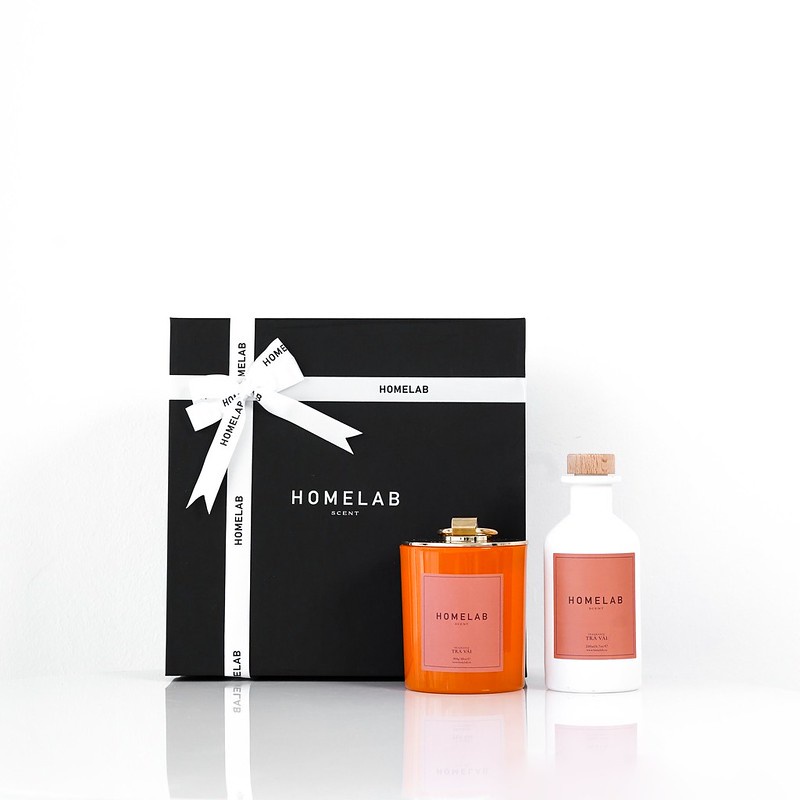 Quà tặng cao cấp_HOMELAB GIFT SET - Nến thơm &amp; tinh dầu thơm phòng mùi hương TRÀ VẢI