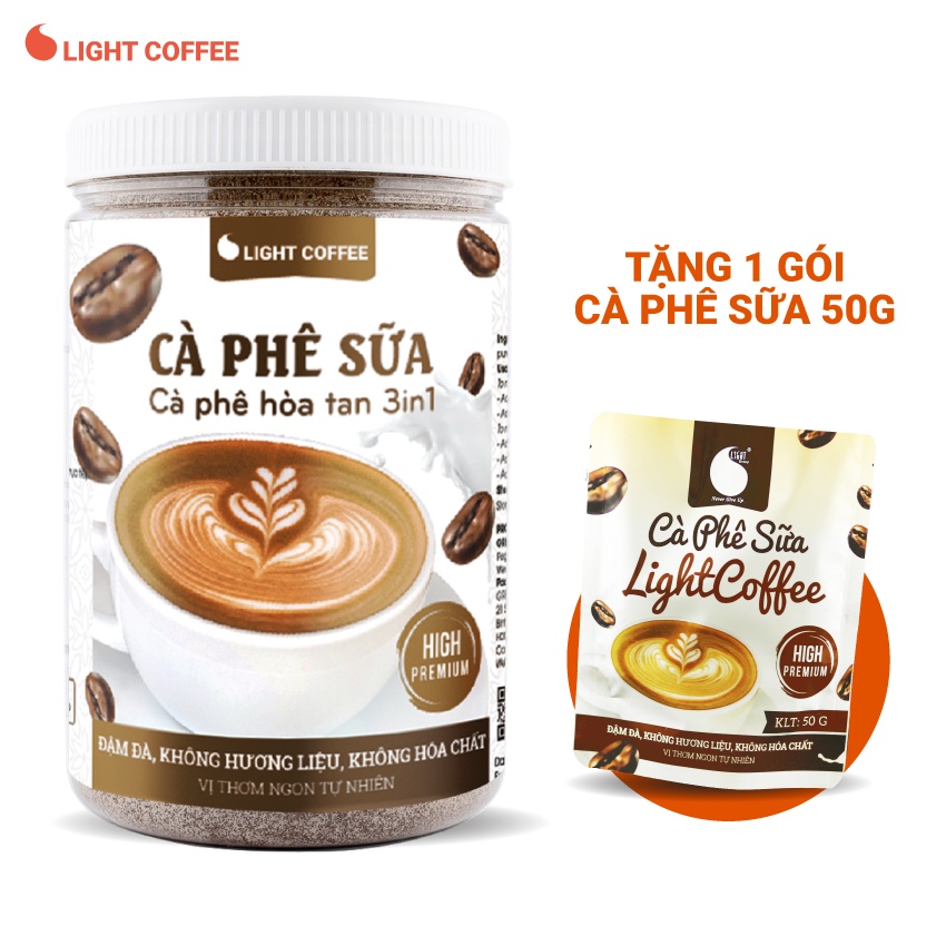 [Mã BMBAU50 giảm 7% đơn 99K] Cà phê sữa 3in1 không hóa chất, pha uống ngay Light Coffee Hũ 500g
