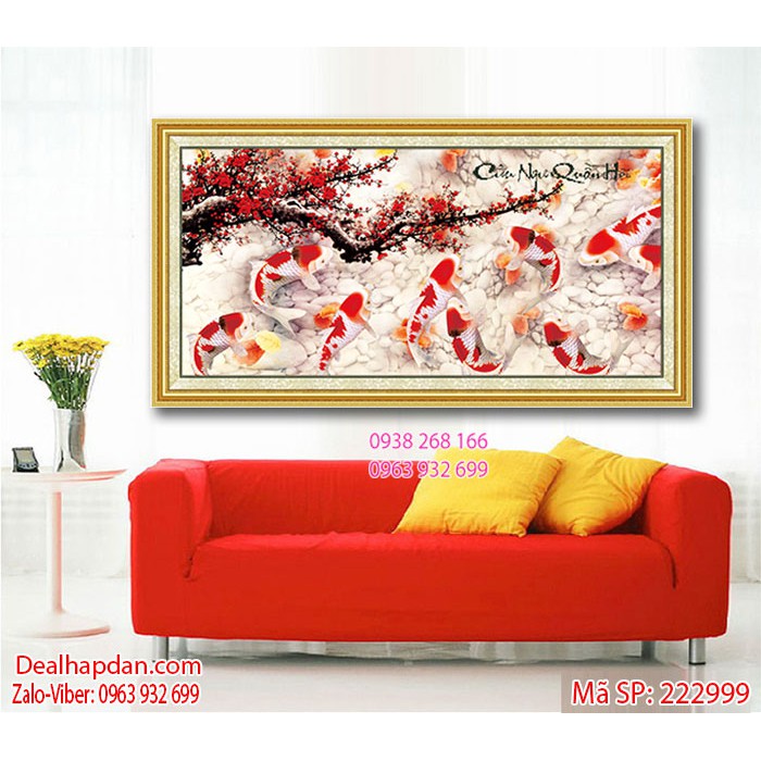 Tranh thêu chữ thập 3D - Cửu Ngư Quần Hội 222999 (99x52cm)