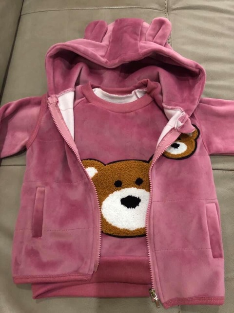 Bộ quần áo nỉ nhung 3 món bé gái từ 5 tháng đến 4 tuổi