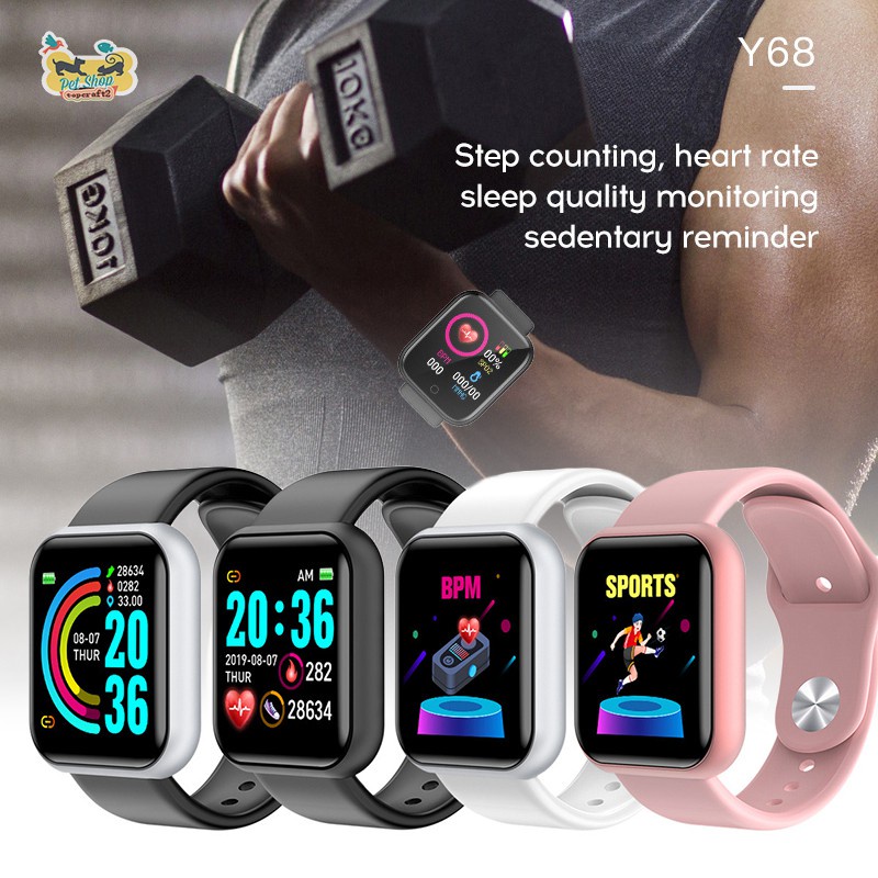 Y68 Smart Watch IP67 Waterproof Smart Bracelet Bluetooth Wristband Relo Heart Rate Monitor Sports Fitness Smart Band