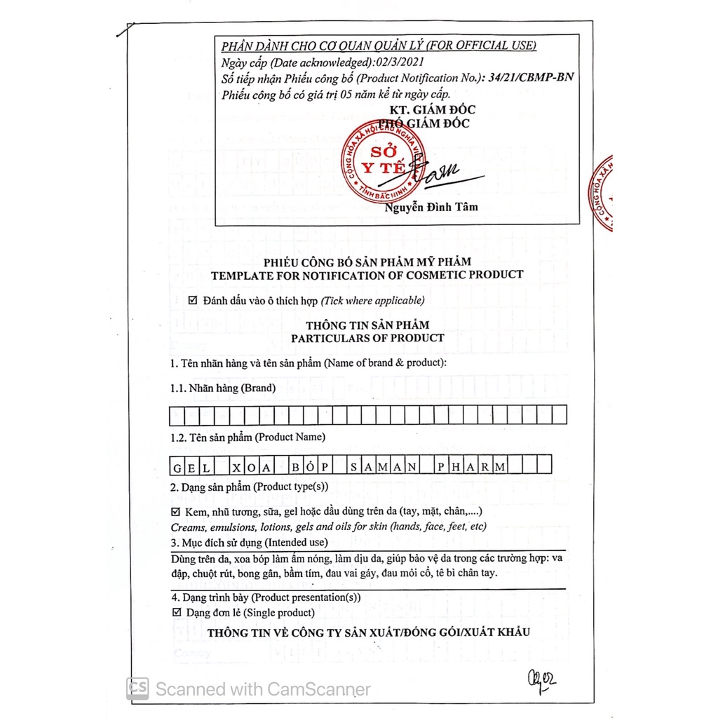 Gel xoa bóp thảo mộc Saman giúp giảm đau nhức, giảm tê bì chân tay, xoa bóp giảm bông gân, tan máu bầm do va chạm