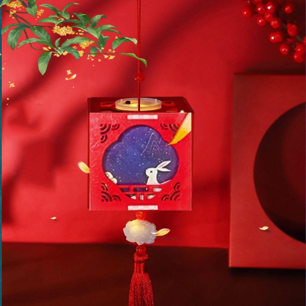 Lồng Đèn Gỗ Hình Khối Lập Phương Trung Quốc Truyền Thống DIY 3 Vừa