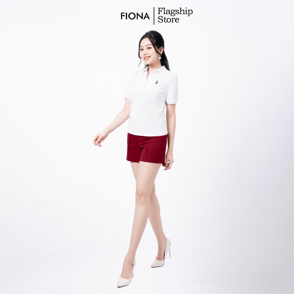 Quần đùi nữ FIONA màu đỏ, Quần short xếp ly trước kẹp đai tết ngang F351001