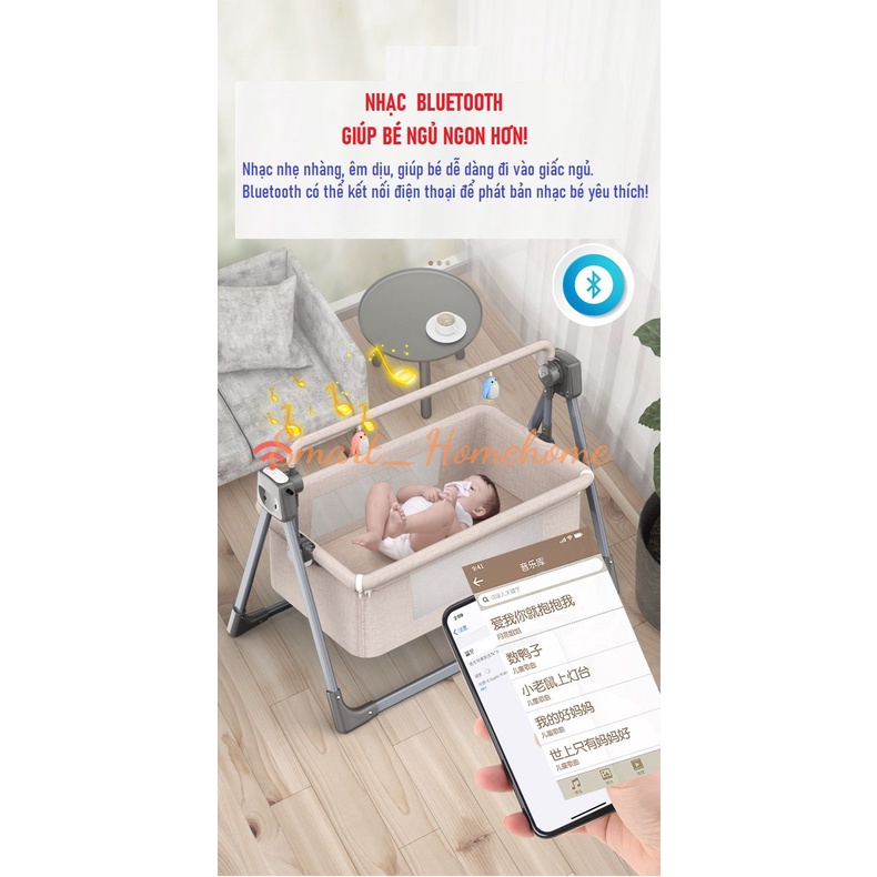 Nôi cho bé có màn- thư giãn cho em bé sơ sinh có bánh xe dễ dàng di chuyển smart_homehome mb427