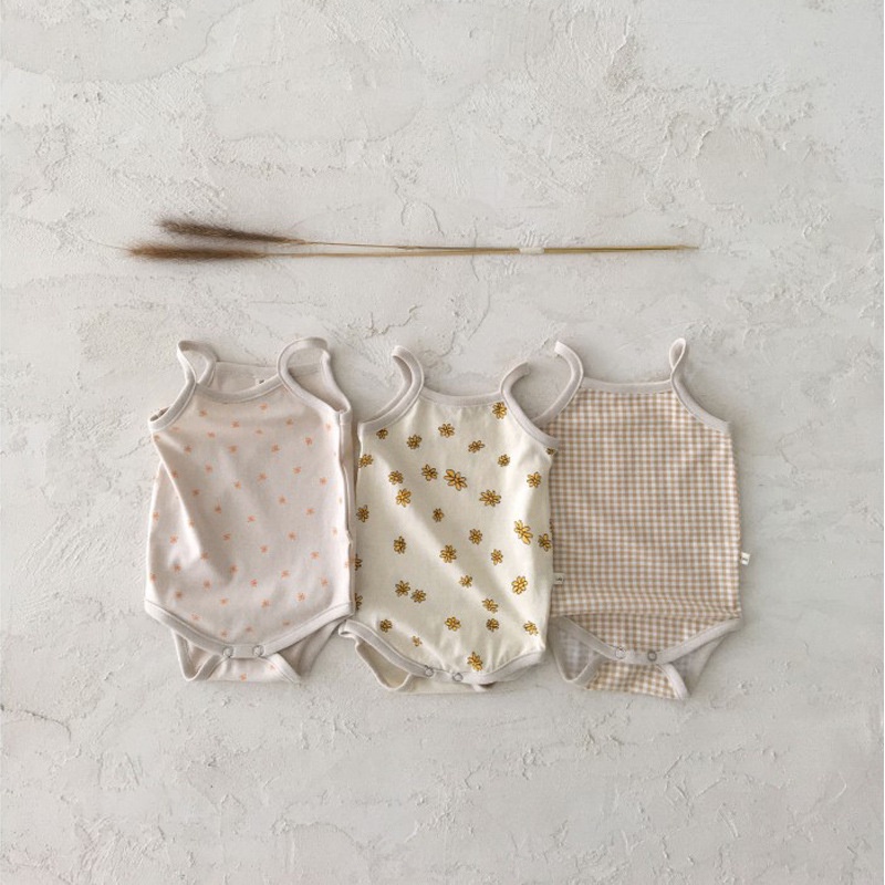 Áo Liền Quần Vải Cotton Không Tay Phong Cách Hàn Quốc Dành Cho Bé Sơ Sinh