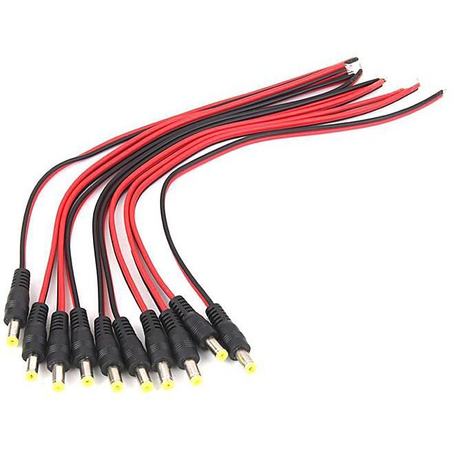 Jack Nguồn DC Có Dây (Loại Đực)5.5x2.1mm Dây rắc nguồn cam DC Camera (Jack đực,dương) tải cao hàng chất lượng