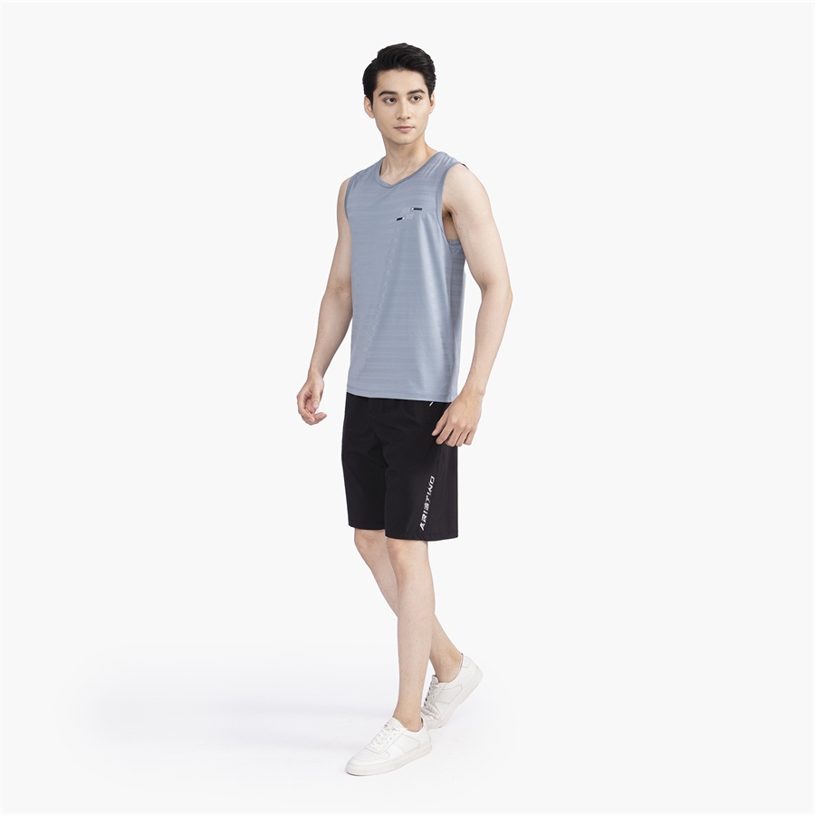 Áo ba lỗ nam ARISTINO ATT016S2 thun kẻ chìm mặc lót trong tập gym dáng tanktop sát nách vải polyester thể thao 3 màu