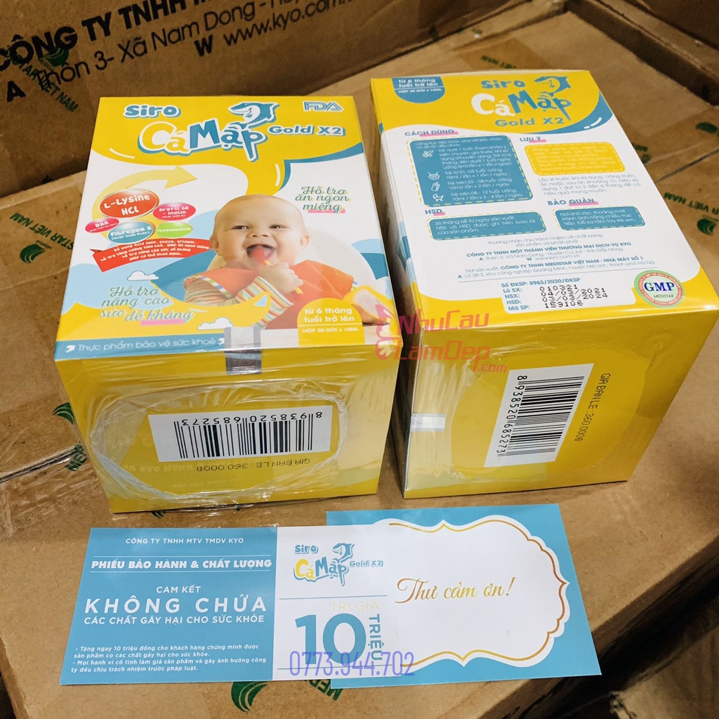 Siro Cá Mập Gold X2/Gold X10 Baby Shark - Hộp 30gói Chính Hãng KYO, Kèm Phiếu Bảo Hành