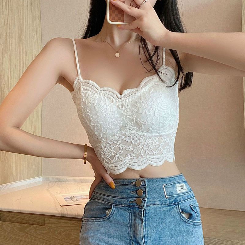 Áo bra ren hoa 2 dây mẫu mới kèm mút đệm ngực 1818