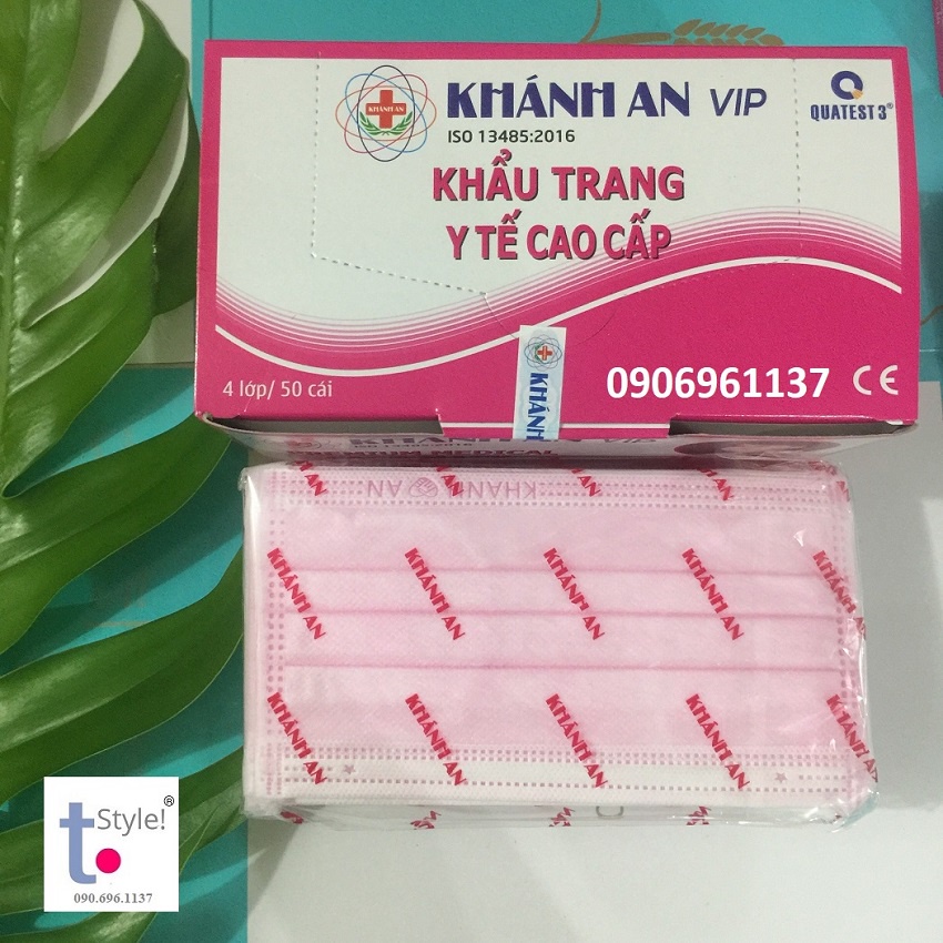 [Rẻ vô địch] Hộp 50 cái khẩu trang y tế Khánh An 4 lớp GIẤY kháng khuẩn màu XANH - XÁM