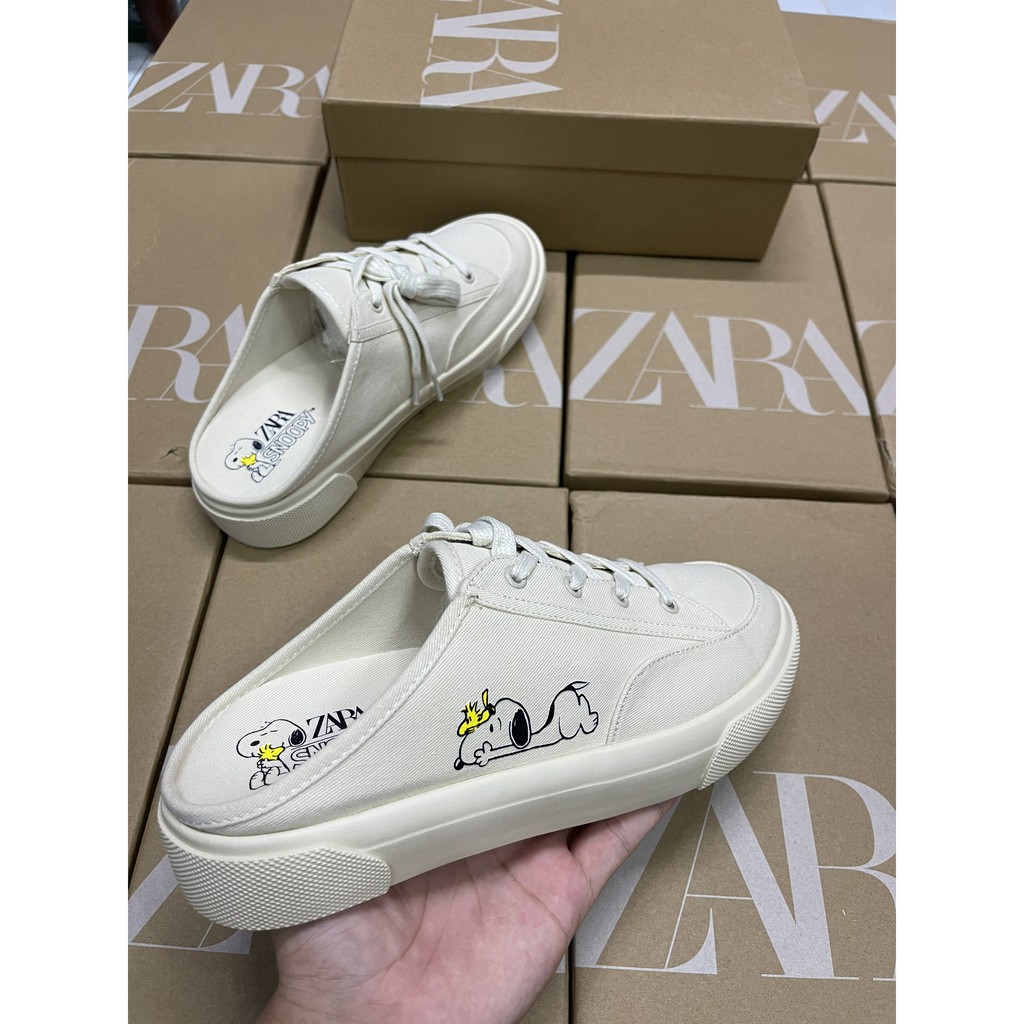 Giày Zar Snoppy 💙 FREESHIP 💙 Sục Lười Mickey Trắng - Giày Thể Thao - Thời Trang Nam Nữ