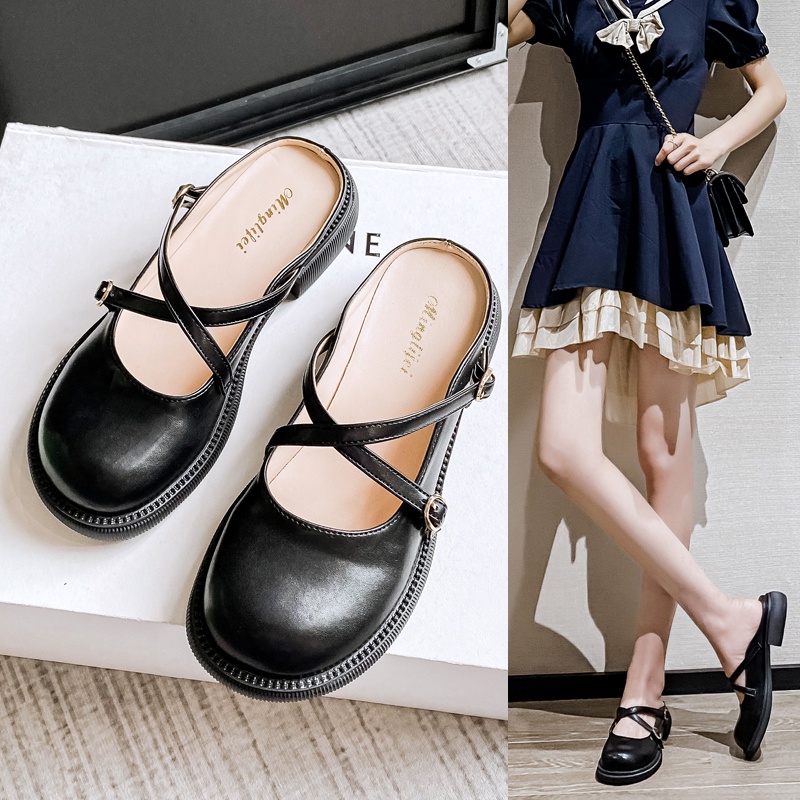 Dép Bít Mũi Tròn Đế Mềm Thoải Mái Phong Cách Nhật Bản Dễ Thương Dành Cho Nữ Size 35-42