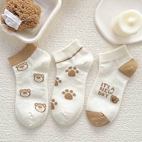 Tất vớ nữ cổ ngắn chất liệu vải cotton, set 5 đôi tất vớ họa tiết kute dễ phối đồ - Sope Shop