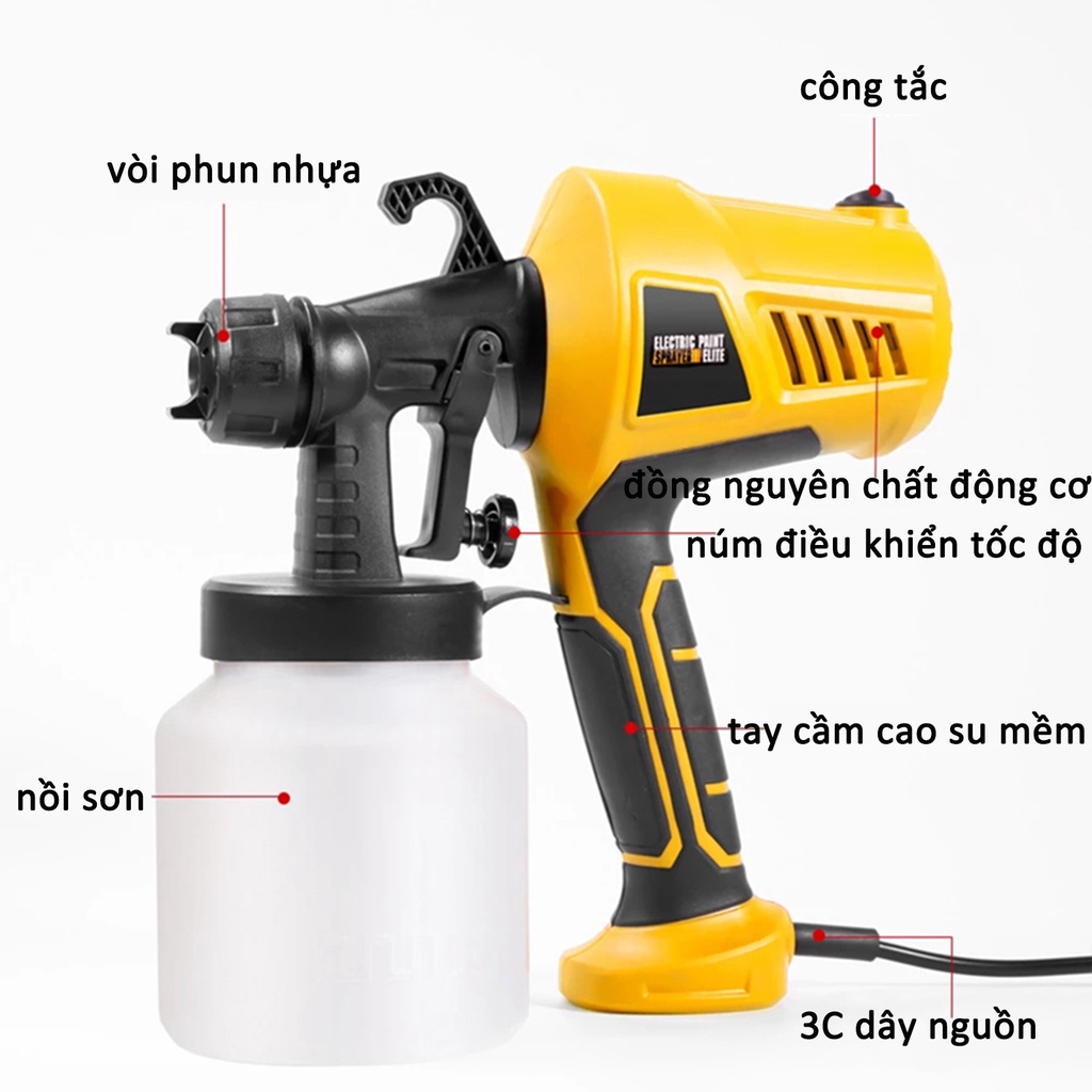 Máy phun sơn dùng điện 500W Dụng Cụ Phun 220V Phích Cắm EU