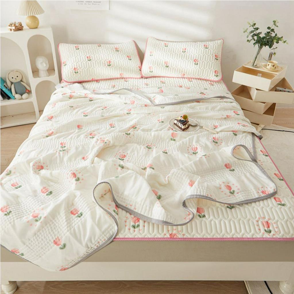 Chiếu điều hòa bo chun cao su non - chiếu cao su non - đủ size 1m5 1m8 - Mềm Mại Thoáng Khí Thân Thiện Với Làn Da Làm Mát Nệm Topper Pad 2 Áo Gối Chần Gòn Cho Mùa Hè - Nitrogen071