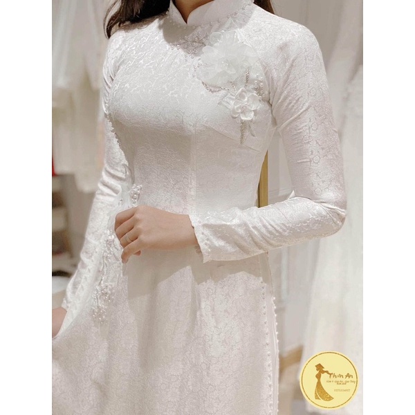 Áo dài cho cô dâu màu trắng BT010 ÁO DÀI BÍCH THÊU