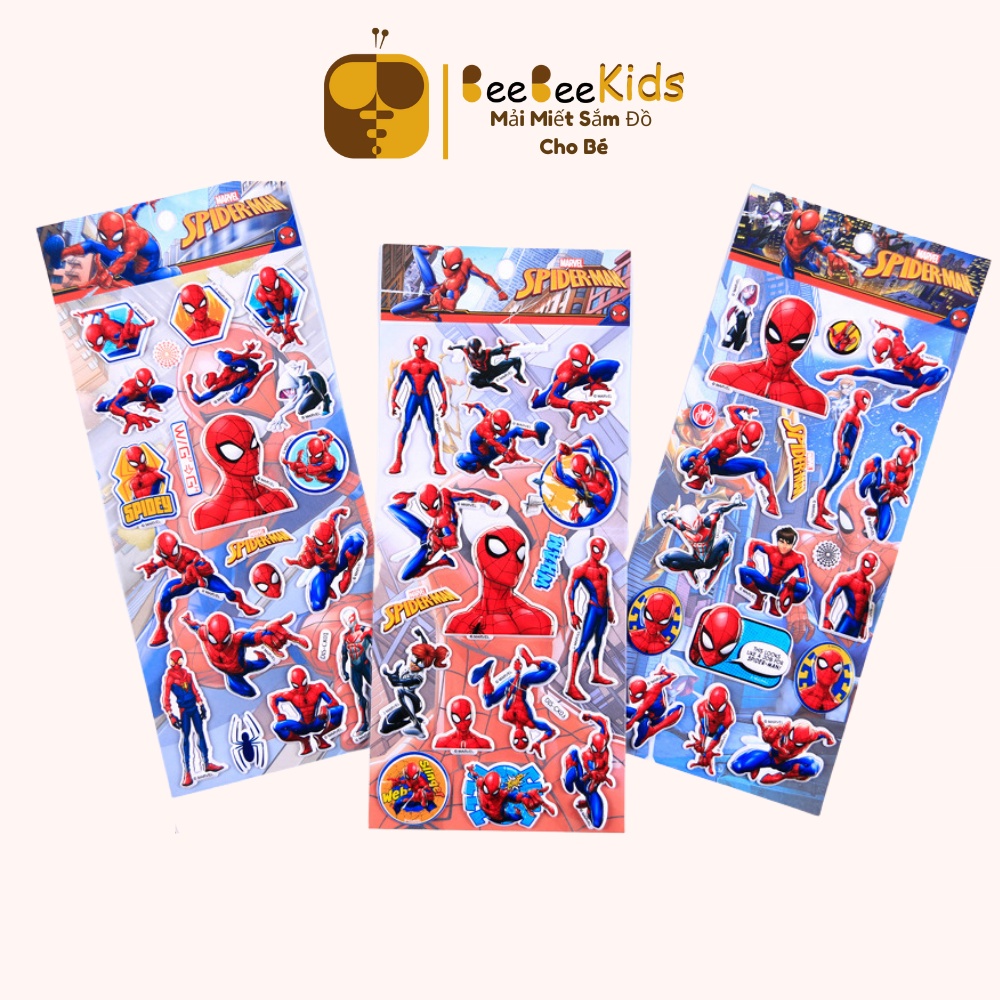 Sticker Cute Người Nhện Miếng Dán 3D Chống Nước Trang Trí Balo Điện Thoại Bàn Học Hộp Bút BEEBEEKIDS