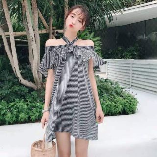 Bigsize đầm suông sọc
