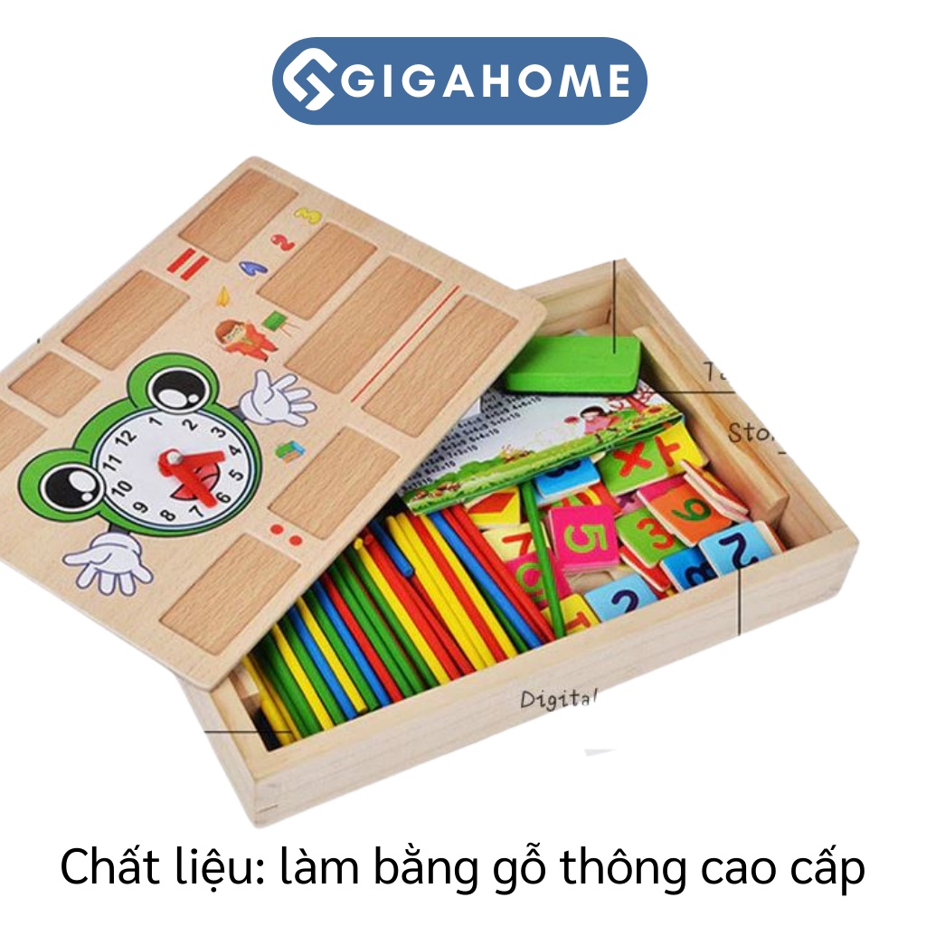 Hộp Que Tính Học Toán Bằng Gỗ Kèm Số, Dấu Cộng Trừ GIGAHOME Cho Bé Học Tập 9649