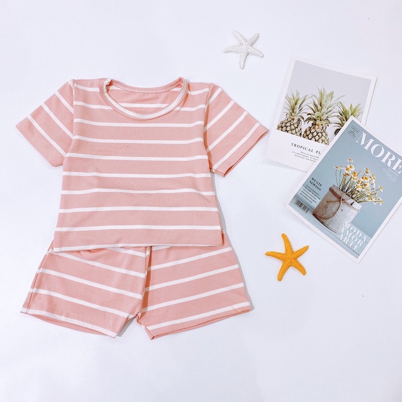 Bộ cộc tay kẻ ngang siêu mát cho bé