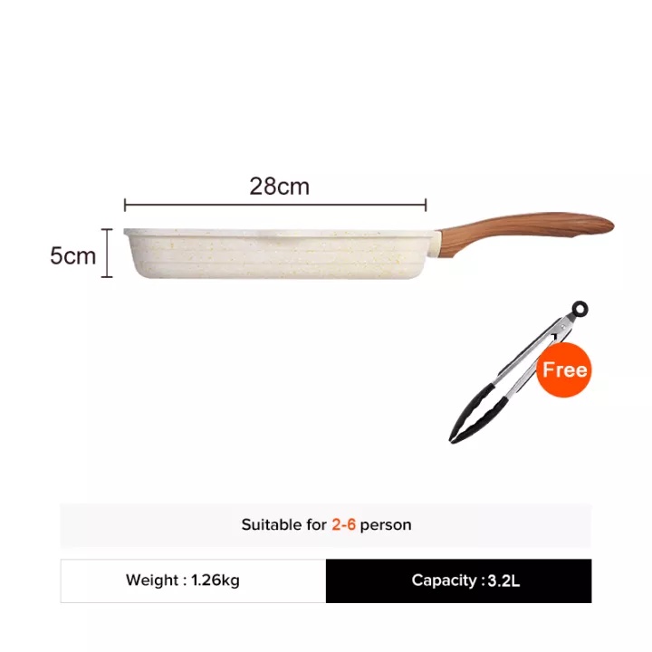 Chảo Chiên Trứng Chống Dính Kawali 28cm Bằng Đá Granite