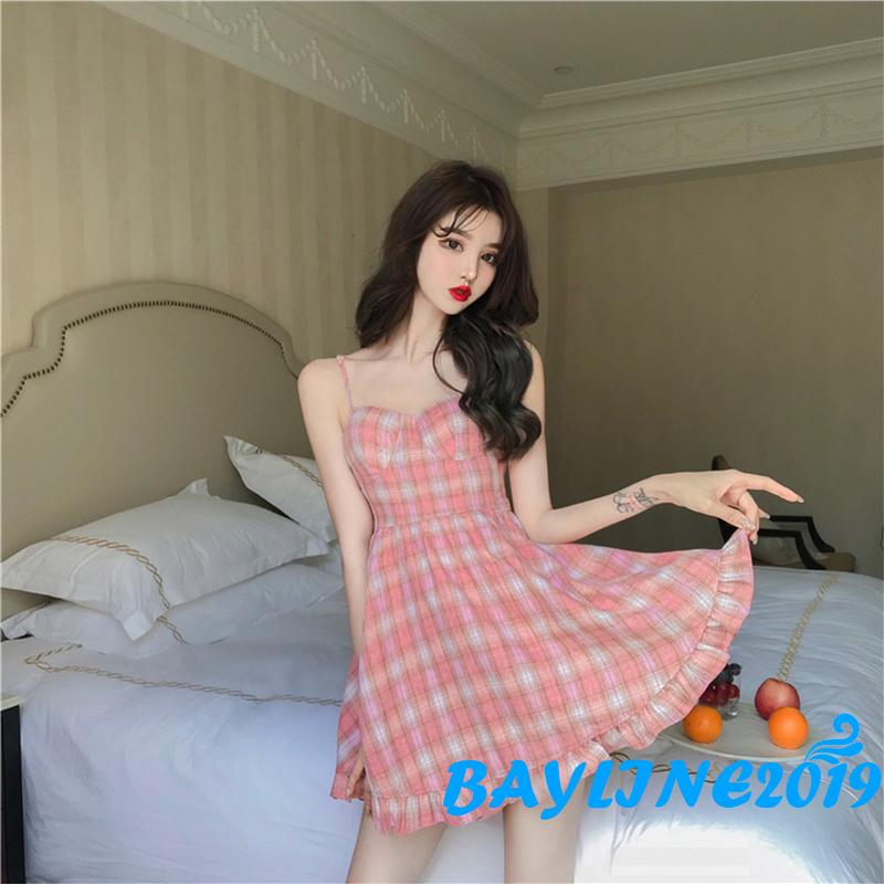 Đầm Không Tay Họa Tiết Caro Thời Trang Quyến Rũ