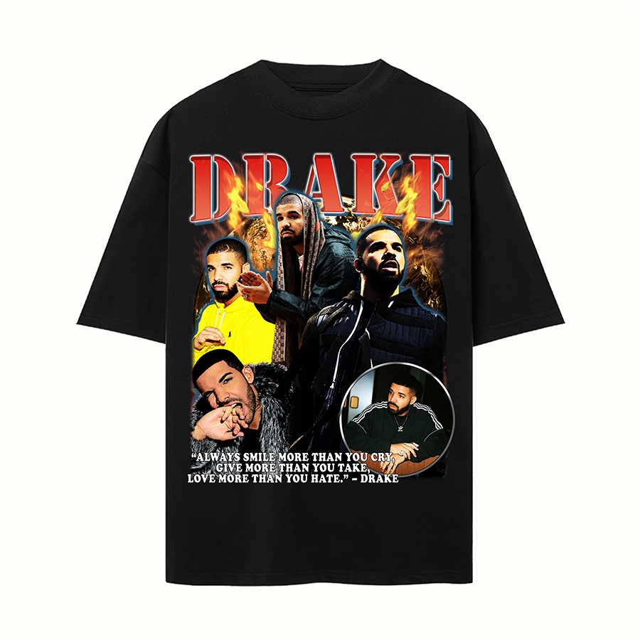 BLANK | Áo Thun DRAKE Tay Lỡ Unisex - Đen/Trắng Cổ Tròn