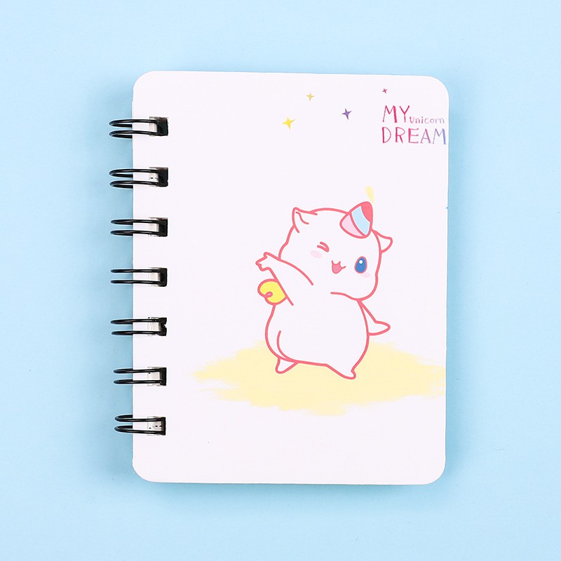 Sổ tay lò xo mini có dòng kẻ hình unicorn xinh xắn dễ thương (A7 - 80 tờ)