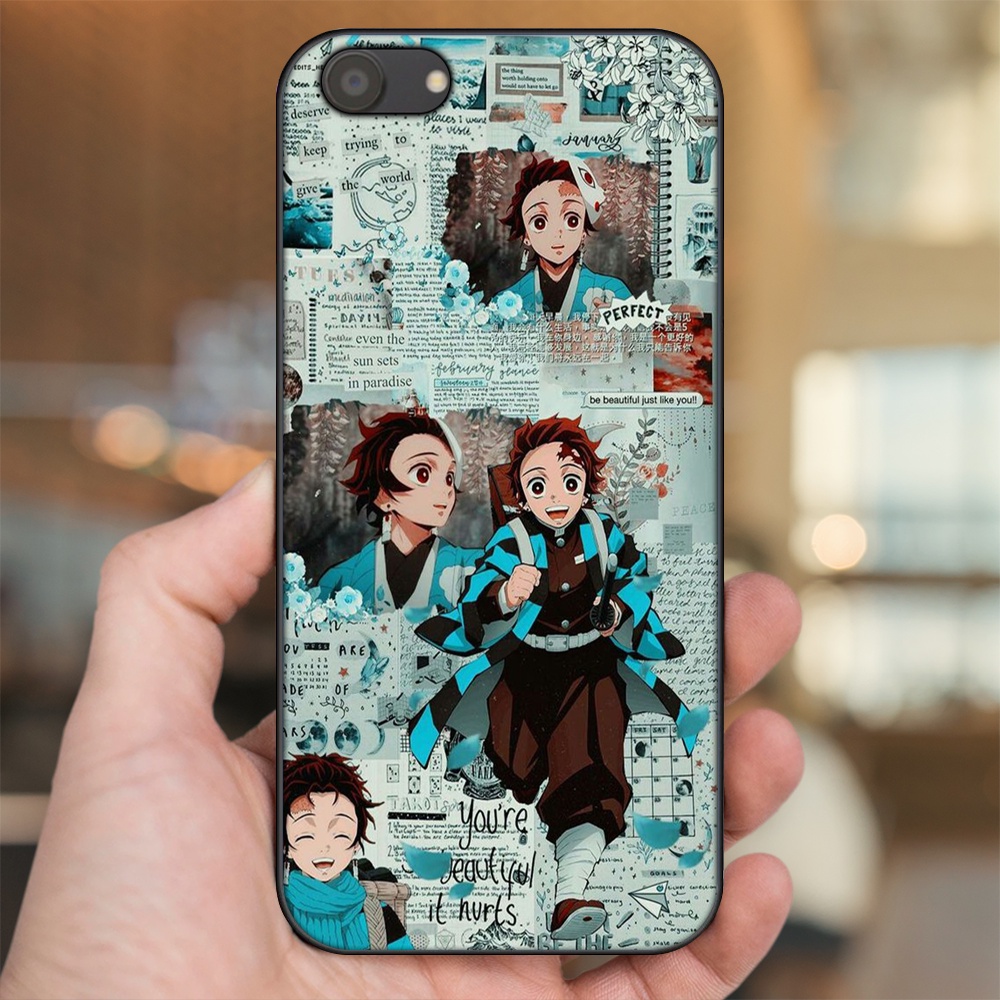 Ốp lưng Oppo A83 viền đen in hình Tanjiro Kimetsu No Yaiba