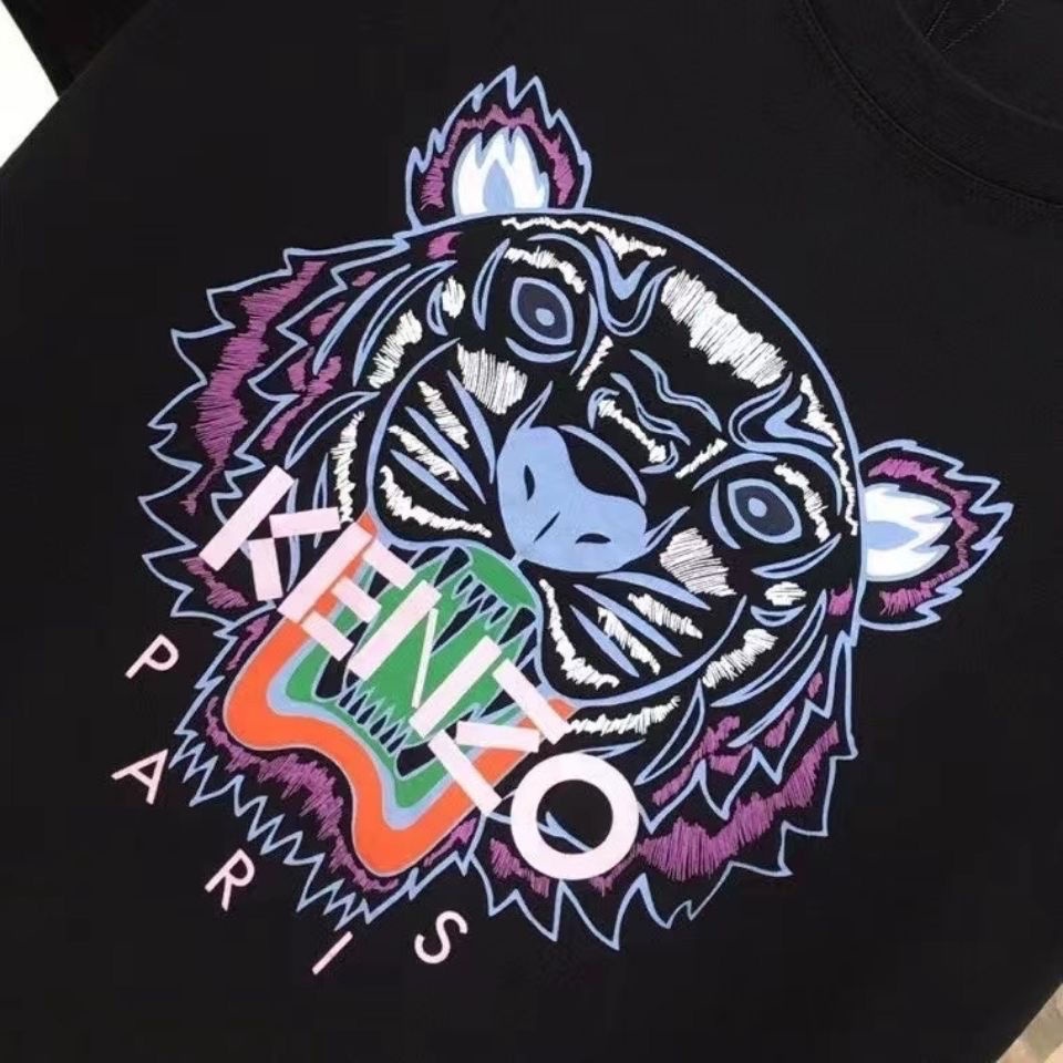 Áo Thun Thể Thao Cotton Dáng Rộng Ngắn Tay In Hình Đầu Hổ Phong Cách Mới