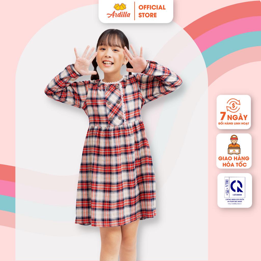 Váy Dài Tay Bé Gái ARDILLA Phong Cách Vintage, Chất Liệu Vải Mềm Mại Cho Bé Từ 6-13 Tuổi TA8500-VDT