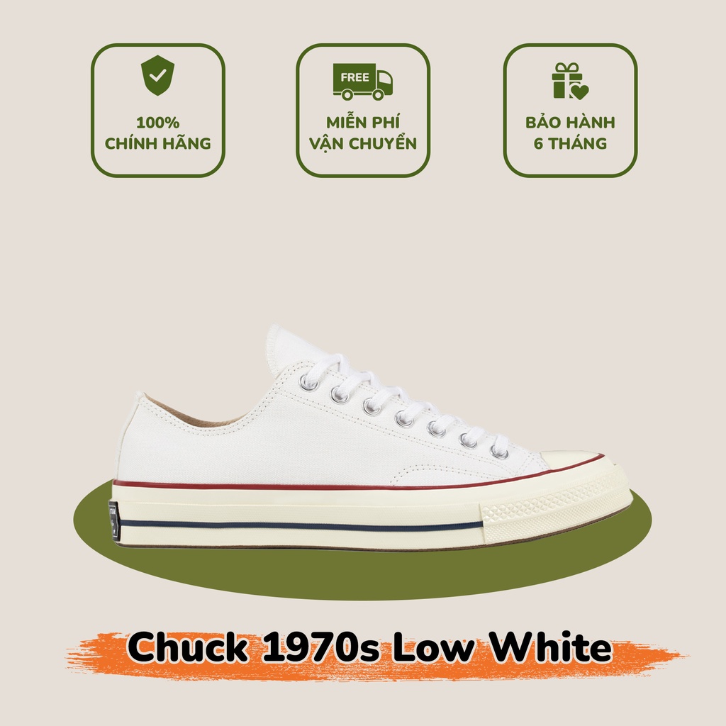 [ CHÍNH HÃNG ] giày sneaker CHUCK 70S low all white CH