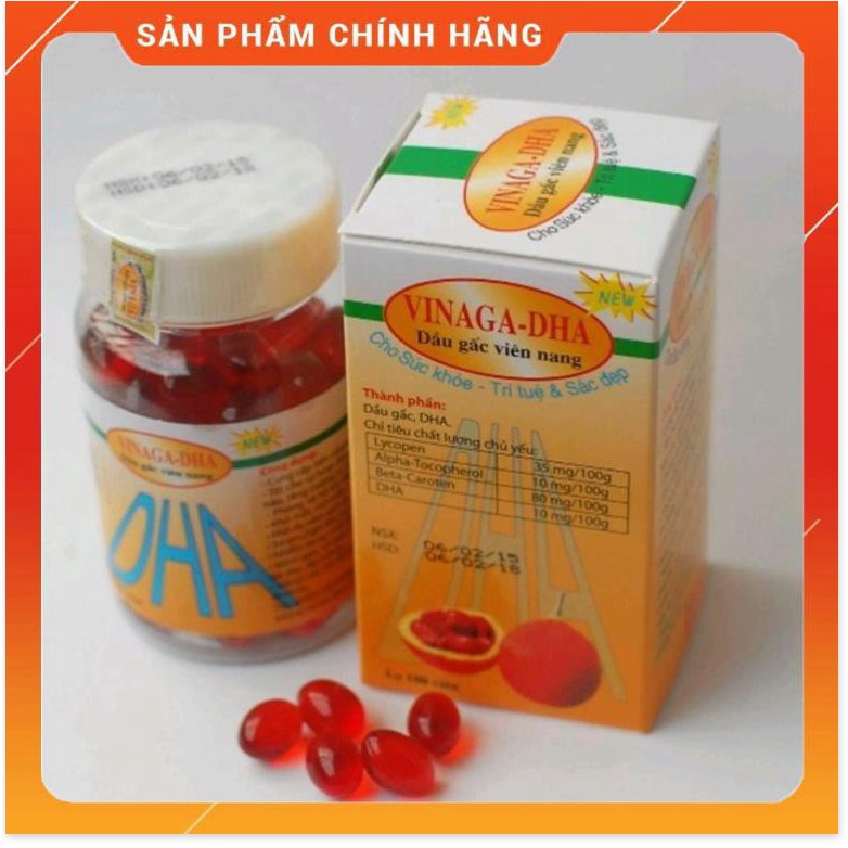 Dầu gấc viên nang VINAGA-DHA sáng mắt, đẹp da lọ 100 viên