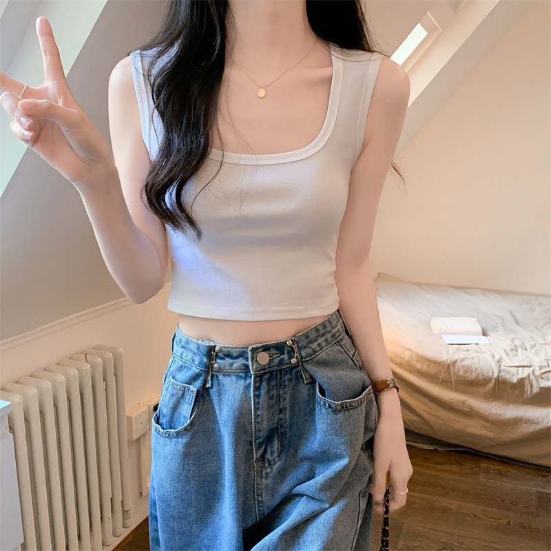 Áo Ba Lỗ Croptop Nữ Cổ Vuông Phong Cách Hàn Siêu Hot X9