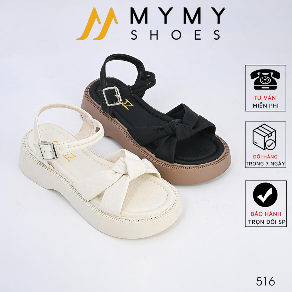 dép sandal nữ đế cao 5cm mầu đen, mầu kem MyMyShoes - Sandal nữ 516