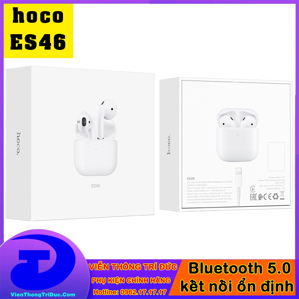 [HOT 2020] Tai Nghe True Wireless Mini Hoco ES46 Cool Pro V5.0 - Âm Chuẩn - Pin 3h - Định Vị-Đổi Tên- Pop-up Trên iPhone