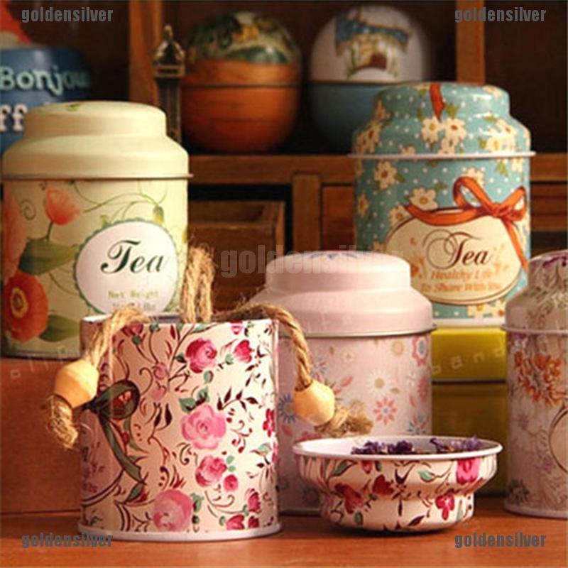 Hộp Thiếc Đựng Trà / Cà Phê / Kẹo / Đường Họa Tiết Hoa