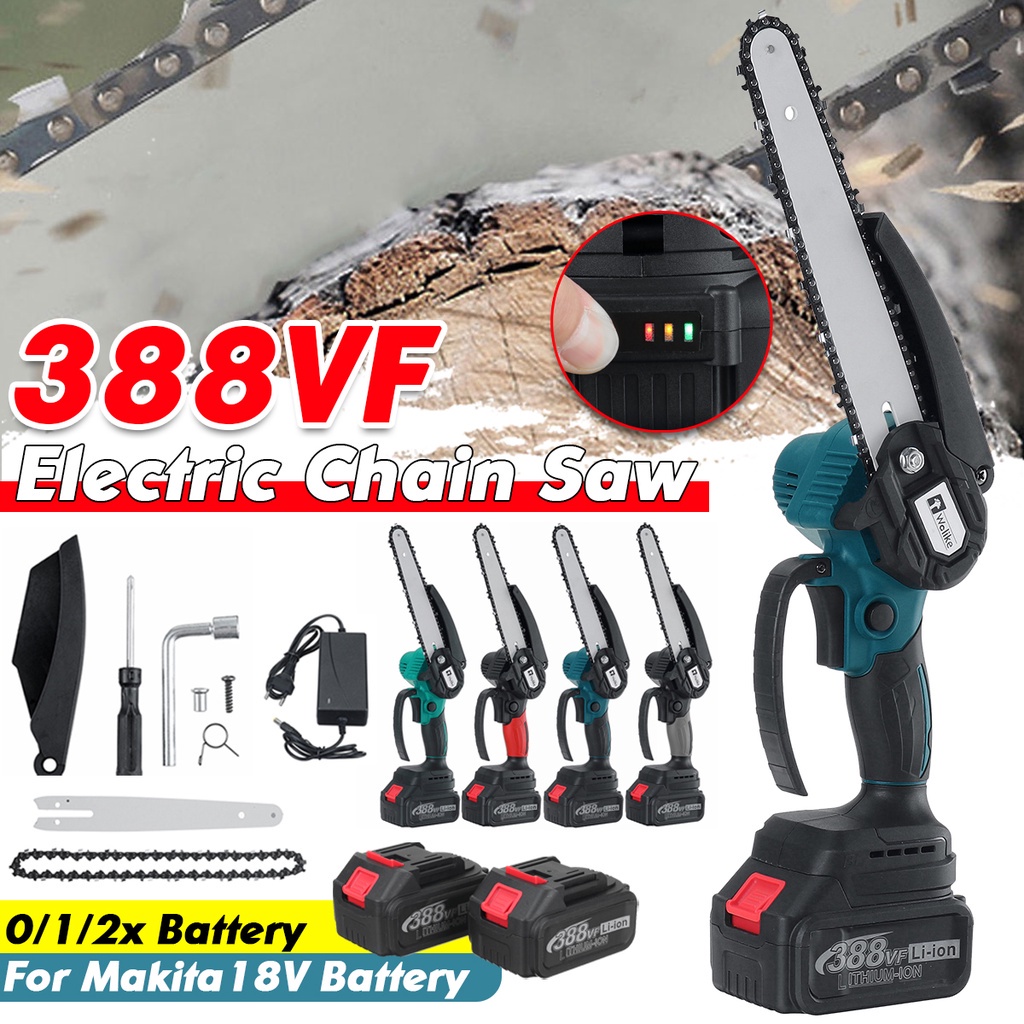 Máy Cưa Xích Điện mini 388vf Không Chổi Than 8inch Kèm 2 Pin 3000w