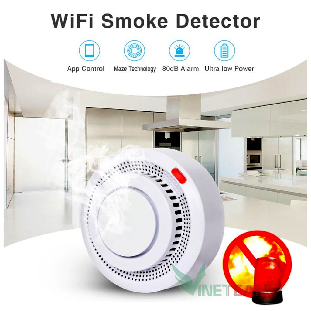 Tuya WiFi Báo động khói không dây thông minh Phòng chữa cháy Báo Cháy an ninh gia đình