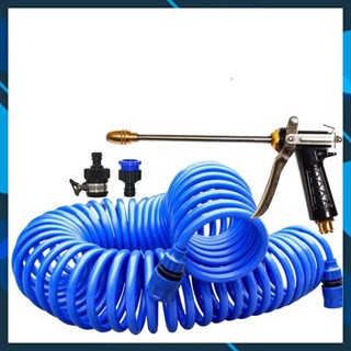 Bộ vòi xịt nước tưới cây đa năng 8 chế độ kèm dây tưới dạng lò xo co dãn 318814 loại 10m